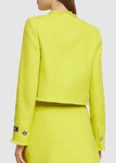 Versace Cotton Blend Tweed Crop Jacket