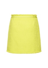 Versace Cotton Blend Tweed Mini Wrap Skirt