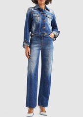 Versace Cotton Denim Mid Rise Straight Jeans