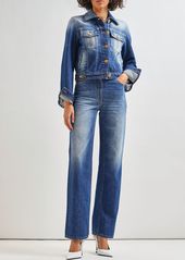 Versace Cotton Denim Mid Rise Straight Jeans