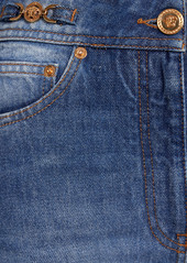 Versace Cotton Denim Mid Rise Straight Jeans