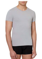Versace Cotton V-Neck Medusa Undershirt T-Shirt In Grey