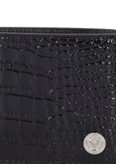 Versace Croc Embossed Bifold Wallet