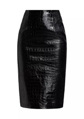 Versace Croc-Embossed Leather Pencil Skirt