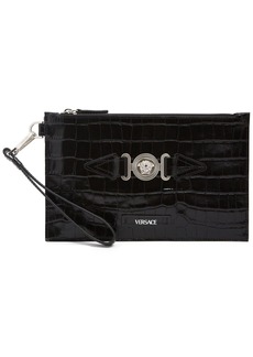 Versace Croc Embossed Logo Pouch