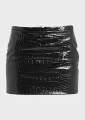 Versace Croc-Embossed Patent Leather Mini Skirt