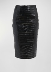 Versace Croc-Embossed Patent Leather Pencil Skirt