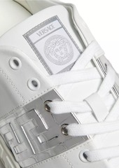 Versace Croc-Print Leather Sneakers