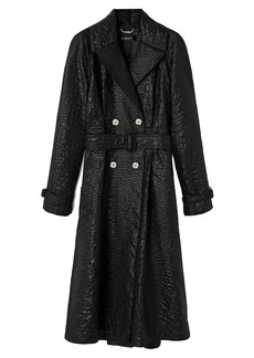 Versace Crocodile-Embossed A-Line Trench Coat