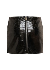 Versace Crocodile Embossed Leather Mini Skirt