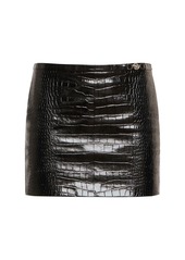Versace Crocodile Embossed Leather Mini Skirt