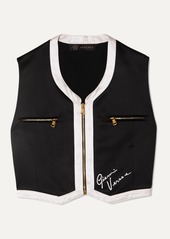 Versace Cropped Embroidered Satin Vest