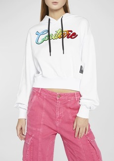 Versace Cropped Rainbow Couture Logo Hoodie 