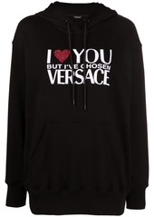 Versace crystal-embellished slogan hoodie