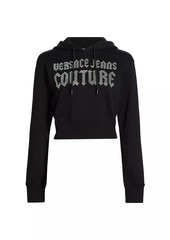 Versace Crystal Logo Cropped Hoodie