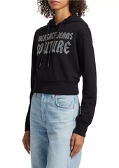 Versace Crystal Logo Cropped Hoodie