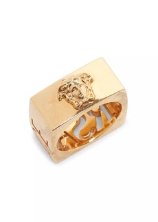 Versace Cut-Out Logo Goldtone Ring