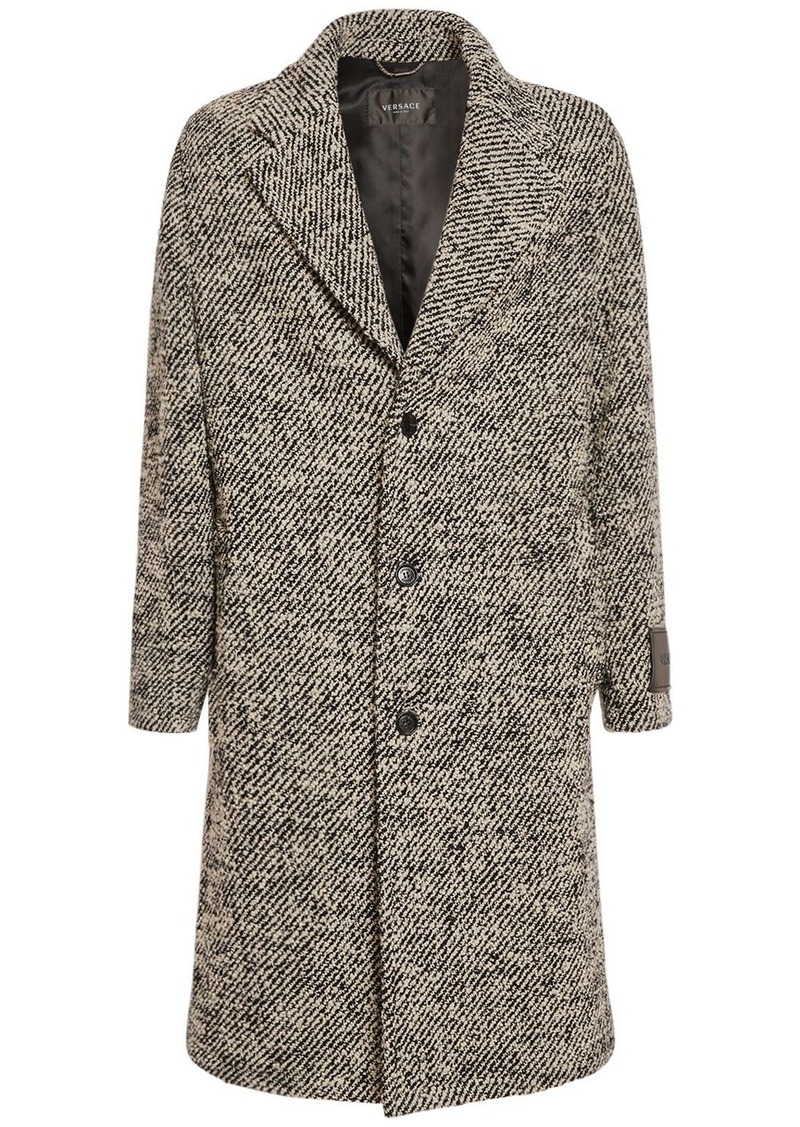 Versace Diagonal Wool Long Coat