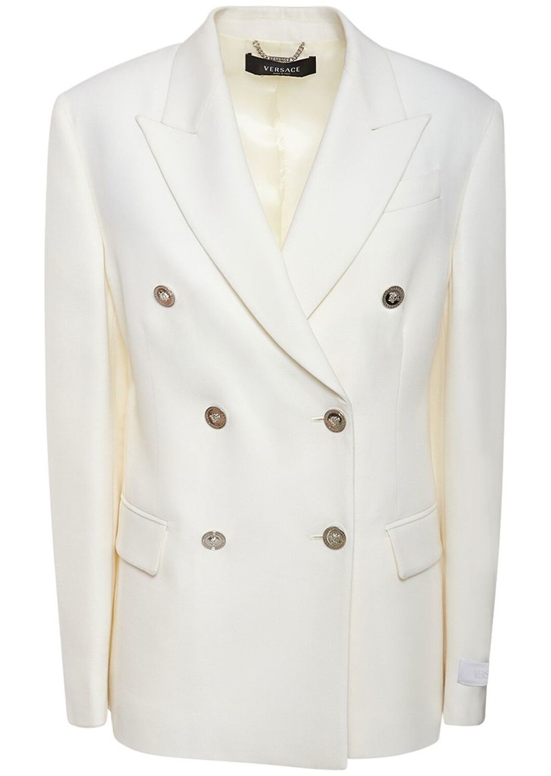 Versace Double Breast Stretch Wool Jacket