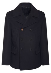 Versace Double Breasted Wool Blend Coat