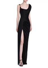 Versace Draped Cowlneck Column Gown