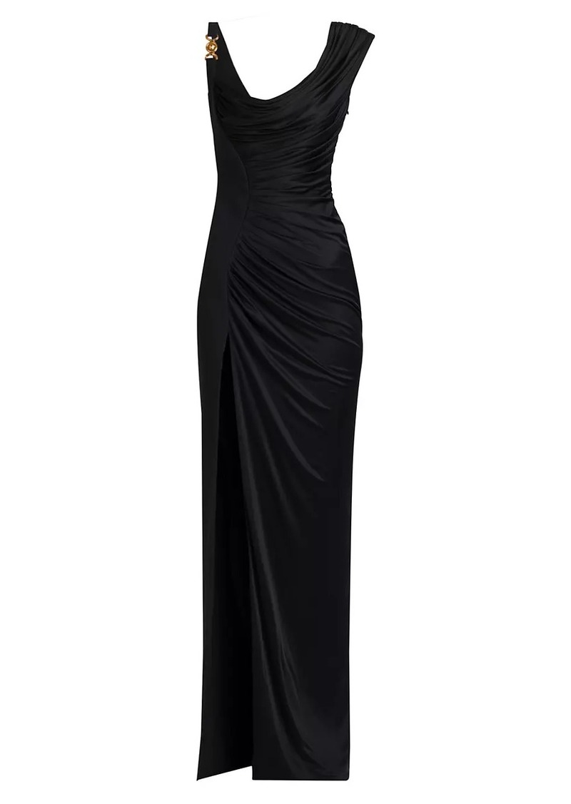 Versace Draped Cowlneck Column Gown