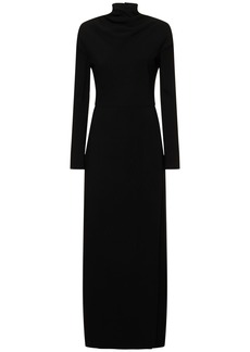 Versace Draped Viscose Blend Cady Long Dress