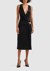 Versace Draped Viscose Jersey Midi Dress