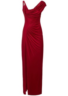 Versace Draped Viscose Liquid Jersey Gown