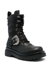 Versace Drew baroque-buckle combat boots