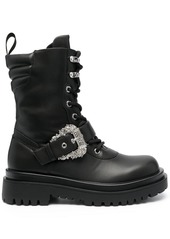 Versace Drew baroque-buckle combat boots