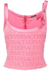 Versace Dua Lipa Logo Jacquard Terry Crop Top