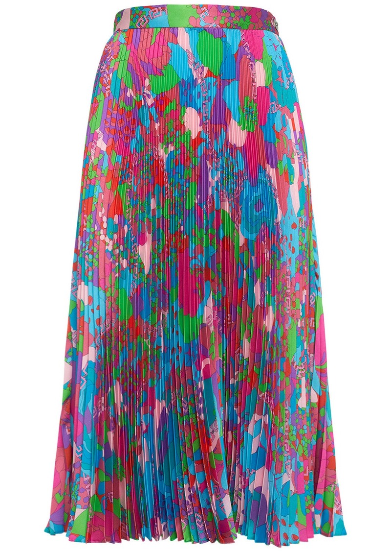 Versace Dua Lipa Printed Pleated Twill Skirt