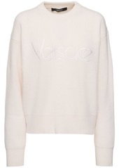 Versace Embroidered '80s Logo Rib Knit Sweater