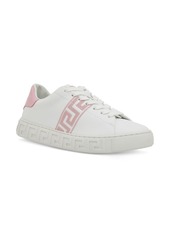 Versace Embroidered Faux Leather Sneakers
