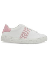 Versace Embroidered Faux Leather Sneakers