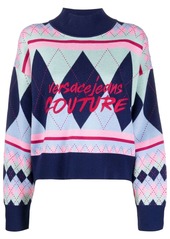 Versace argyle-knit logo-embroidered jumper