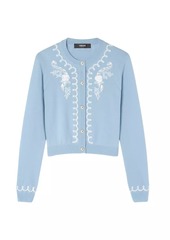 Versace Embroidered Wool-Blend Cardigan