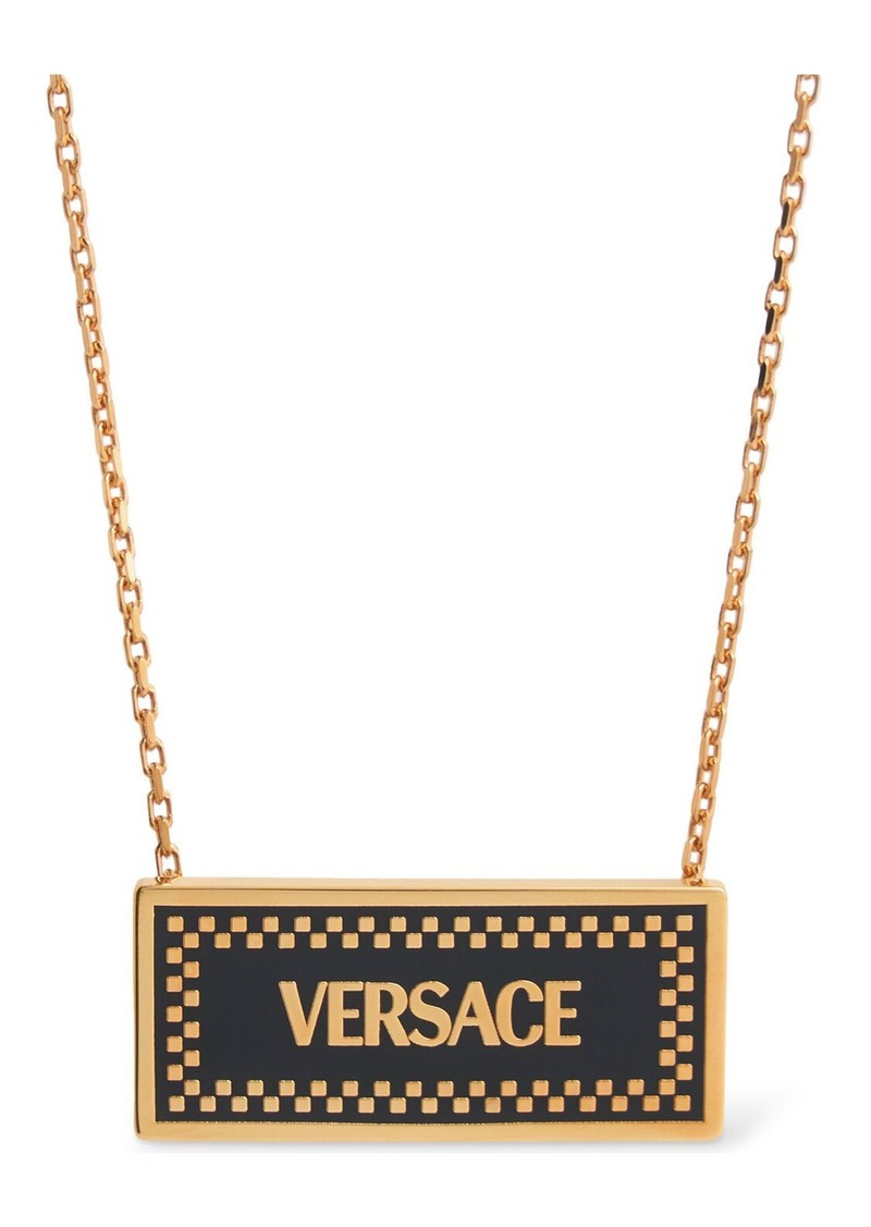 Versace Enameled Metal Logo Necklace