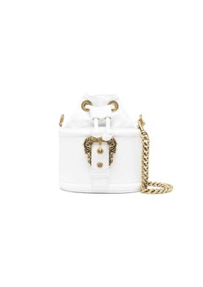 Versace engraved-logo grained bucket bag