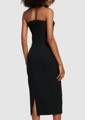 Versace Envers Satin Midi Dress W/ Logo