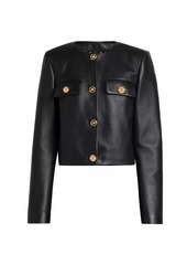 Versace Faux Leather Collarless Jacket