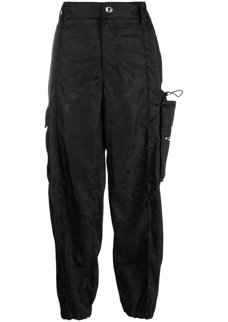 Versace floral-mesh straight-leg trousers