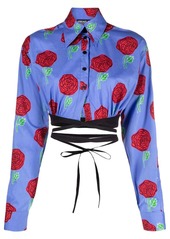 Versace floral-print cropped blouse