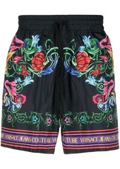Versace floral-print drawstring shorts