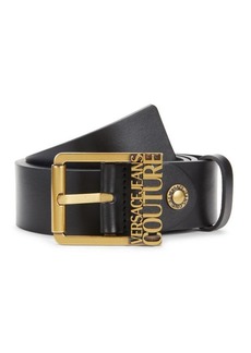 Versace Frame Buckle Logo Leather Belt