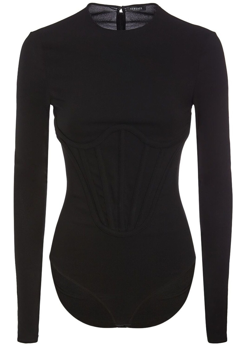 Versace Georgette Long Sleeved Corset Bodysuit