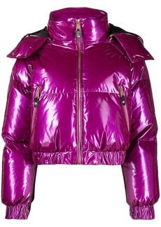 Versace glossy-finish hooded puffer jacket