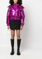 Versace glossy-finish hooded puffer jacket