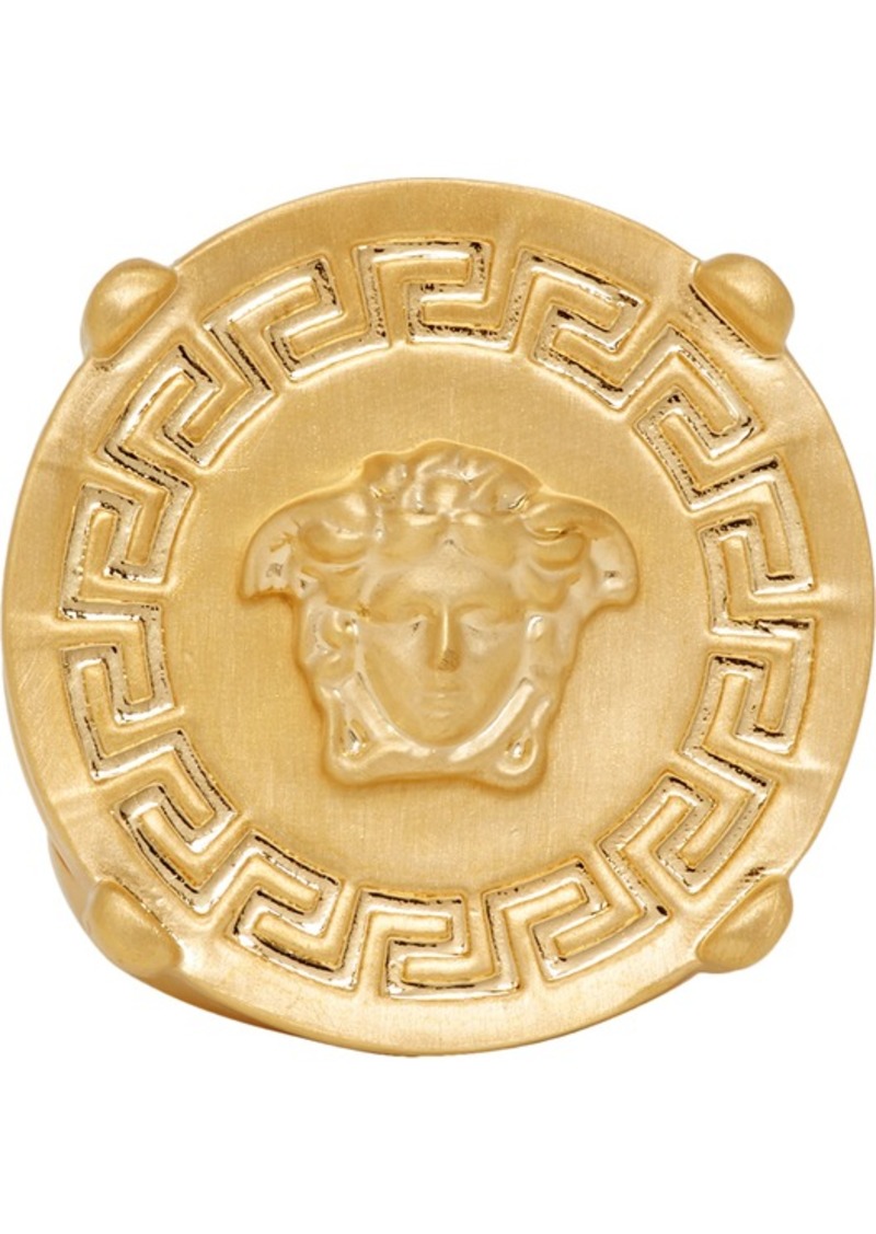 Gold Round Medusa Greek Ring